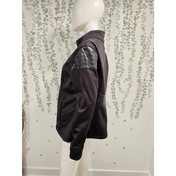 Fabletics Bray Moto Jacket Black Women’s XL NWT Faux Leather Detail Zip Up Activ - Picture 7 of 12